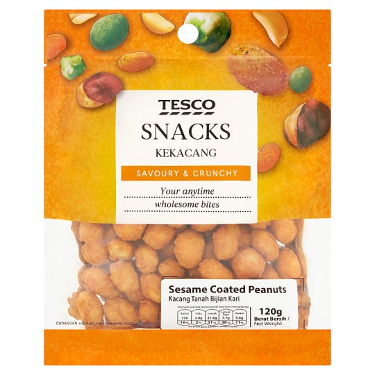 Tesco Snacks Sesame Coated Peanuts 120g