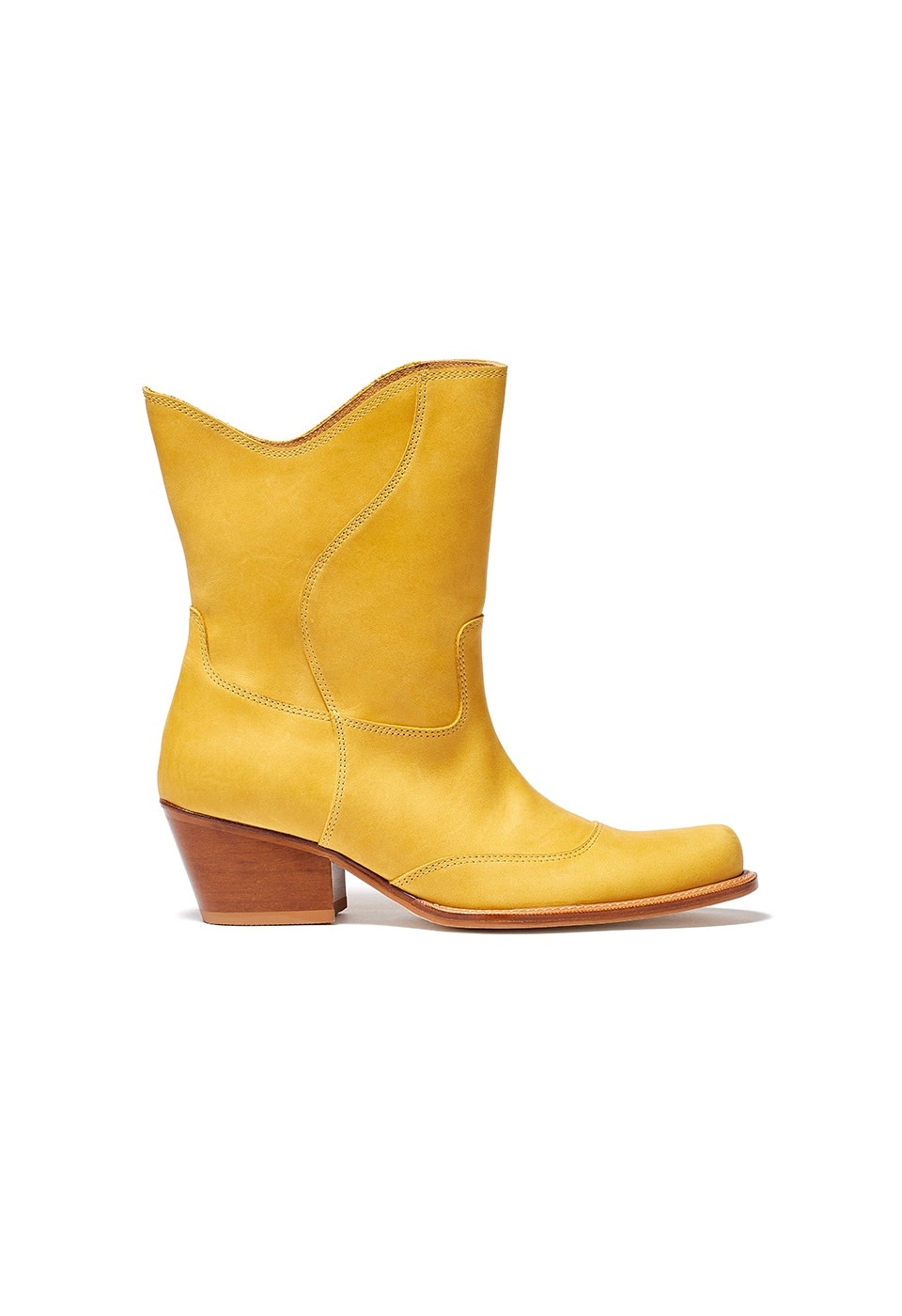【OPEN Yy】 26SS WESTERN MID CALF BOOTS : MUSTARD