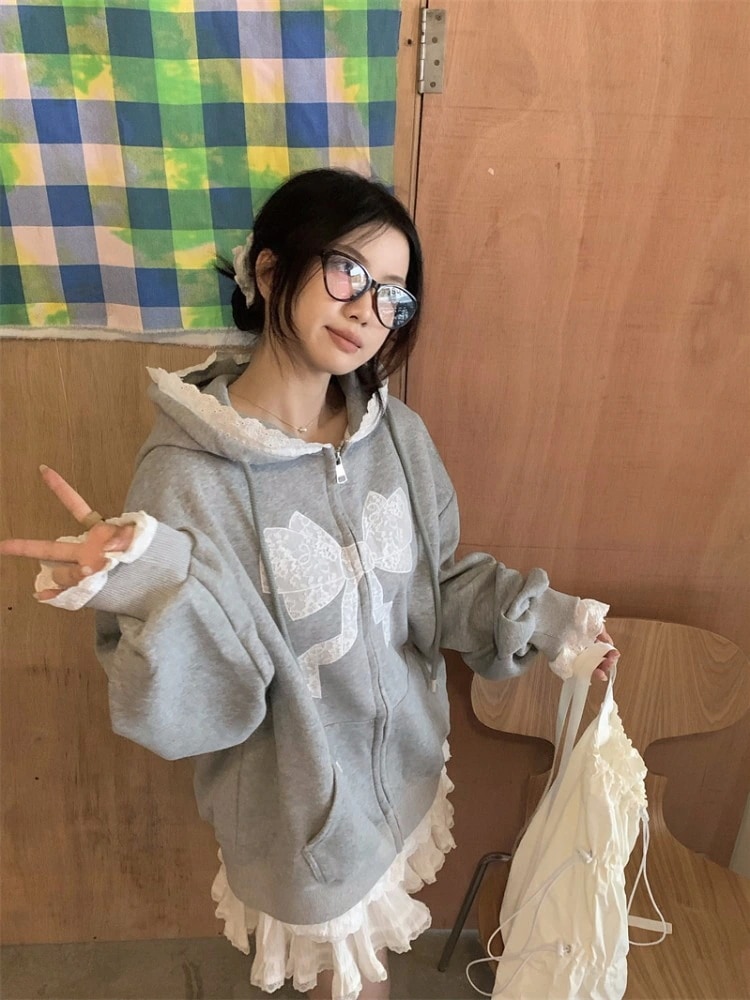 2025 春夏トップスかわいいパーカー フード付き韓国風長袖ゆったり細見え白黒おしゃれレトロチャッシルエット甘め大人っぽ韓国フルサイズファッション系ルーズレディースサイドお出かけ学生通学トラック羽織り