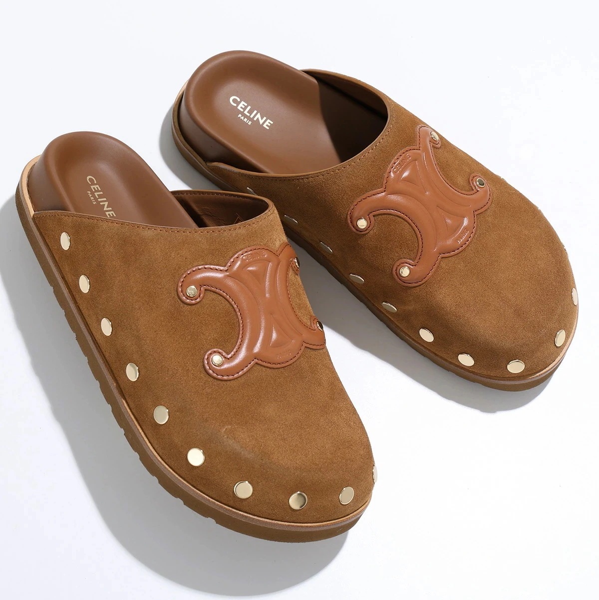 CELINE セリーヌ クロッグサンダル PITEA ピテア 363013954C.18NC レディース トリオンフ スウェード シューズ 靴 COGNAC