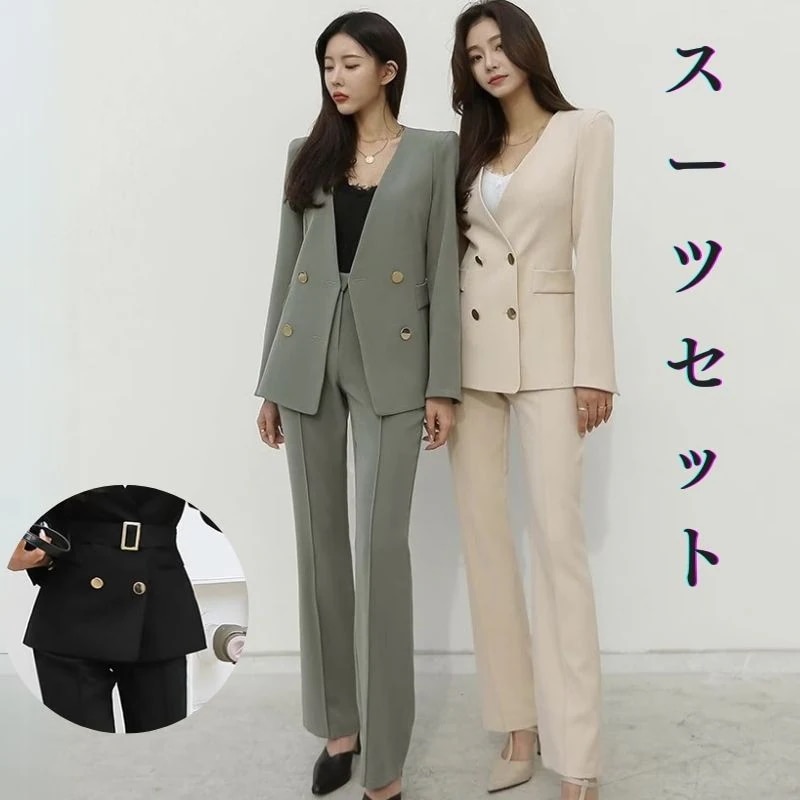 新作スーツセット スーツ フォーマル 春 秋 パンツスーツ ビジネススーツ リクルート OLオフィス ママスーツ スーツセット レディース 長袖ジャケット 事務服 通勤 謝恩会 二次会 セレモニ 卒業