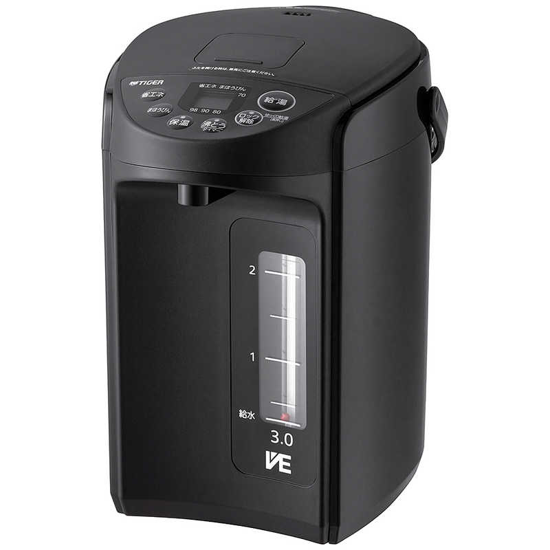 タイガー　TIGER　電気ポット とく子さん 3.0L VE電気まほうびん クールブラック　PIQ-G300KC