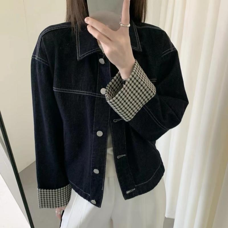 チェック柄 シャツ レディース 韓国 ショート デニムジャケット レディース 2025 春 チェック 柄 袖 スモール トップス 5,462円