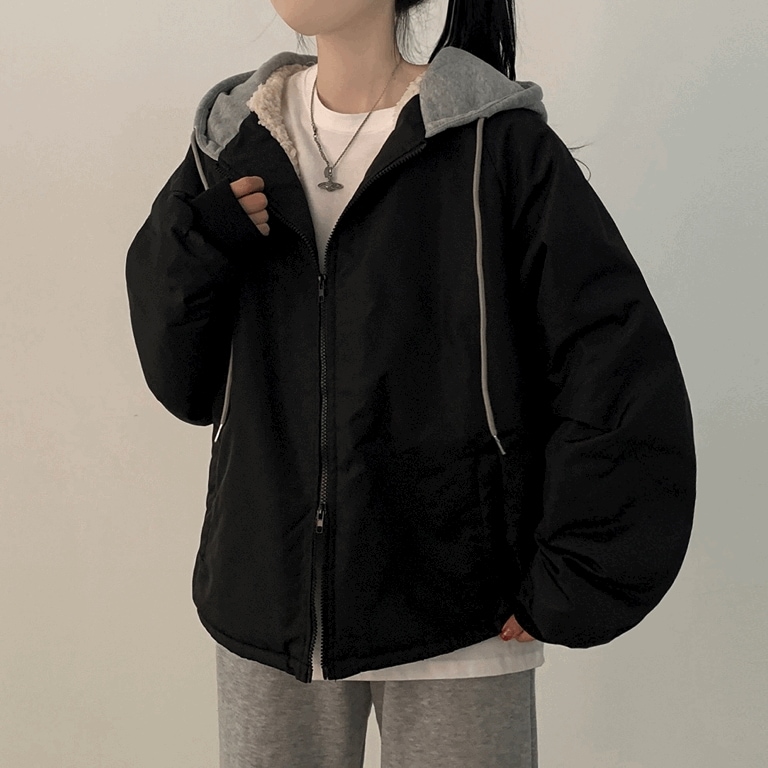 [55~99まで] オーバーフィット ボア ツーウェイ フードダウン コーティングジャンパー ショート フィールドジャケット 航空ジャンパー ビッグサイズ