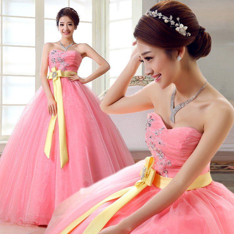 カラードレス ウェディングドレス ロングドレス 演奏会 コンサート 舞台衣装 大きいサイズ ワイン ピンク