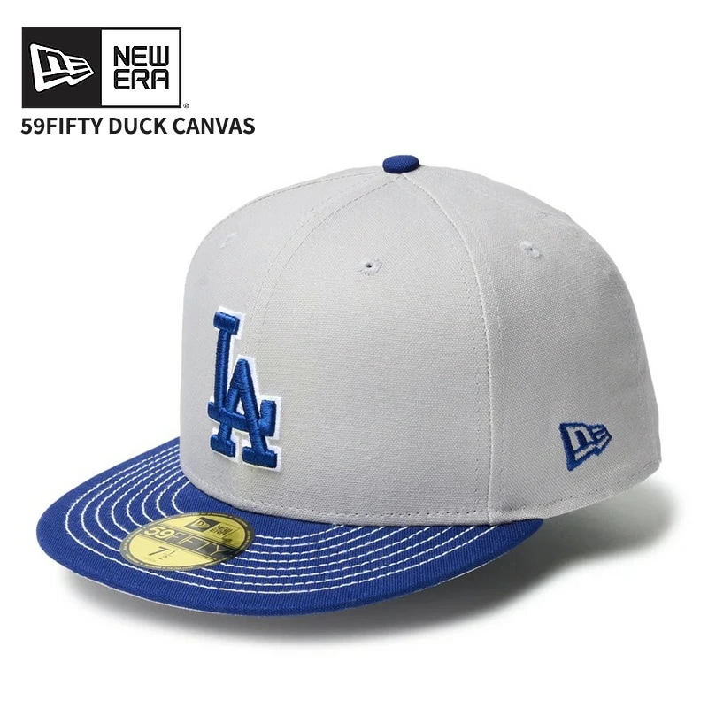 ニューエラ メンズ キャップ 帽子 レディース NEW ERA 59FIFTY Duck Canvas ロサンゼルス・ドジャース グレー ダークロイヤルバイザー 14388861