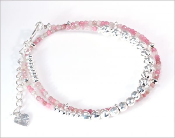 ２連 天然 ロードナイト ブレスレット 脱着 簡単 Ko.173 プレゼント