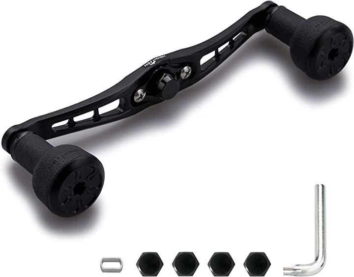 ベイト リール ハンドル 直径24mm TPE製 ノブ搭載 シマノ ダイワ アブガルシア 通用 ベイトリール用 Series 438( 120mm-ブラック)