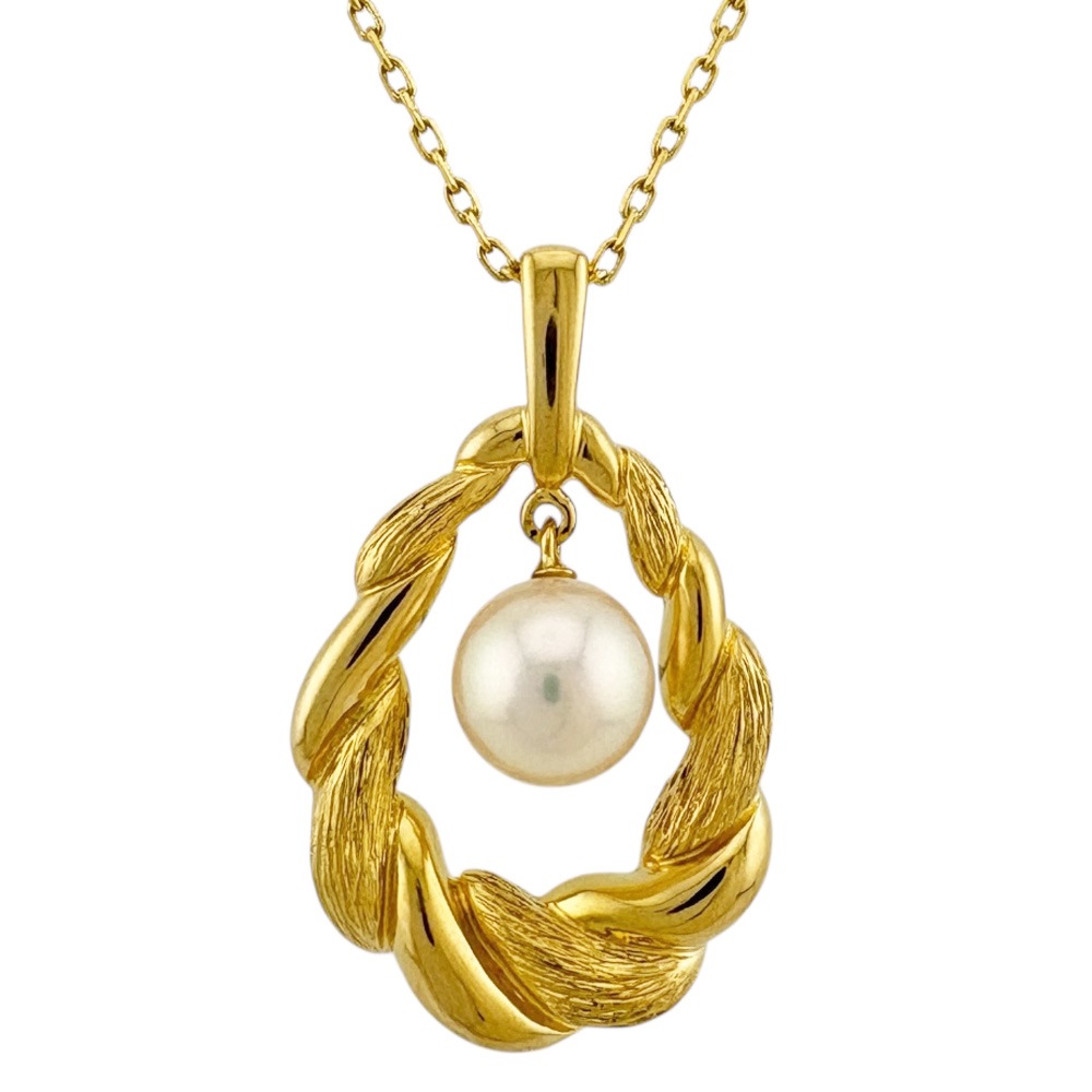 ミキモト ネックレス 18金 K18イエローゴールド アコヤパール MIKIMOTO 中古 美品