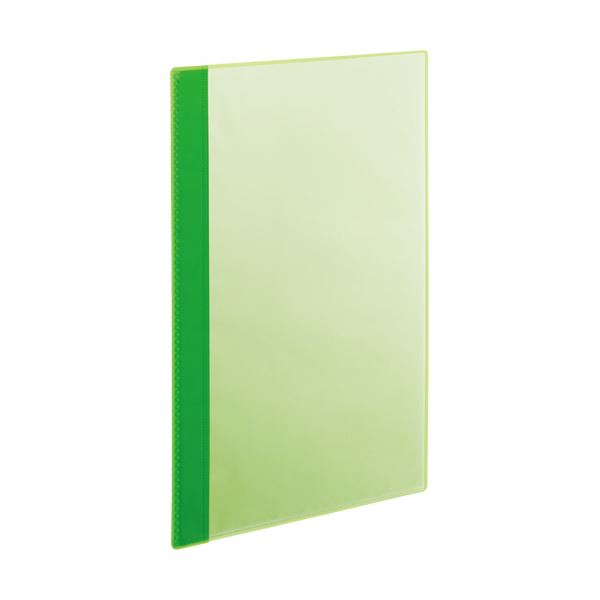 (まとめ) TANOSEE薄型クリアブック(角まる) A4タテ 10ポケット グリーン 1パック(5冊) (×30セット)