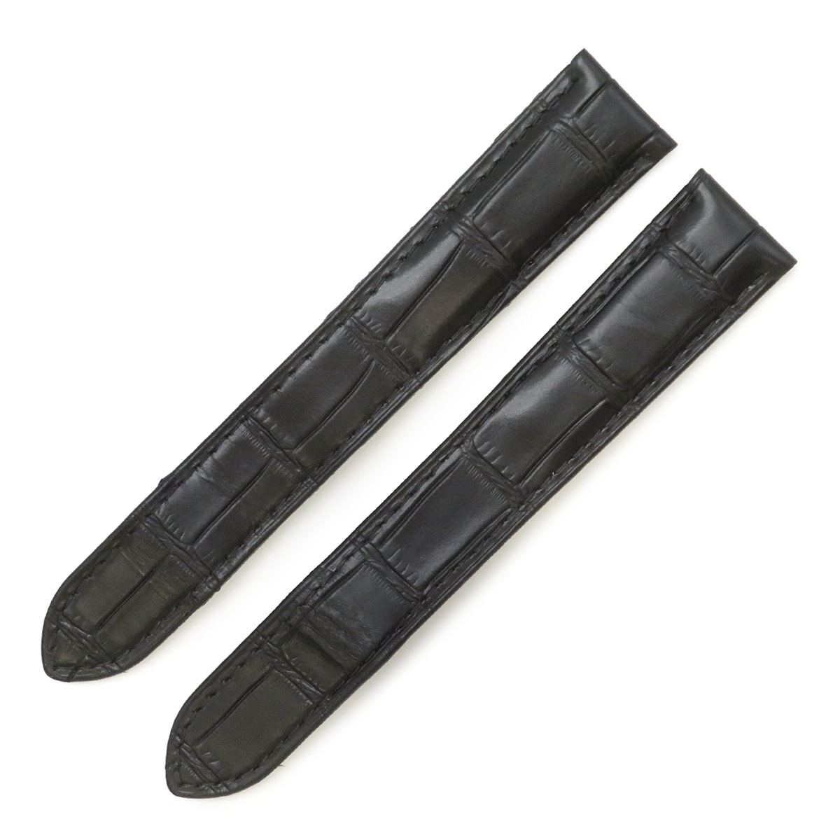 レディース 純正 替え クロコ バンド ベルト ストラップ Dバックル用 18ｍｍ ブラック 黒 3年保証