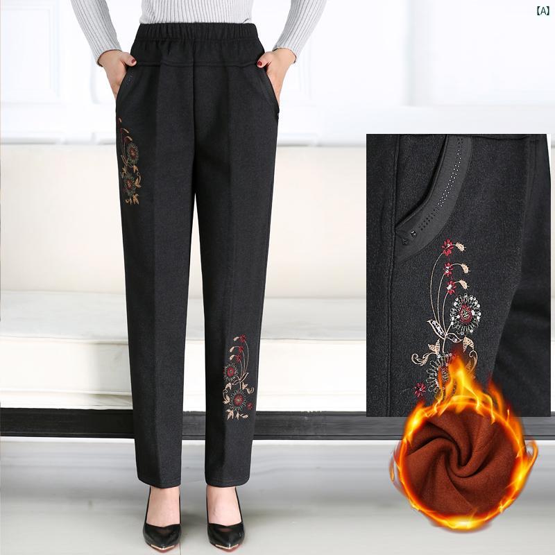 レディース ファッション おしゃれ 春夏 秋　冬 大人 上品 高級 マダム プレゼント 敬老日　おばあちゃん 冬 ベルベット パンツ ハイウエスト ストレート 厚手 暖かい コットンパンツ アウター用