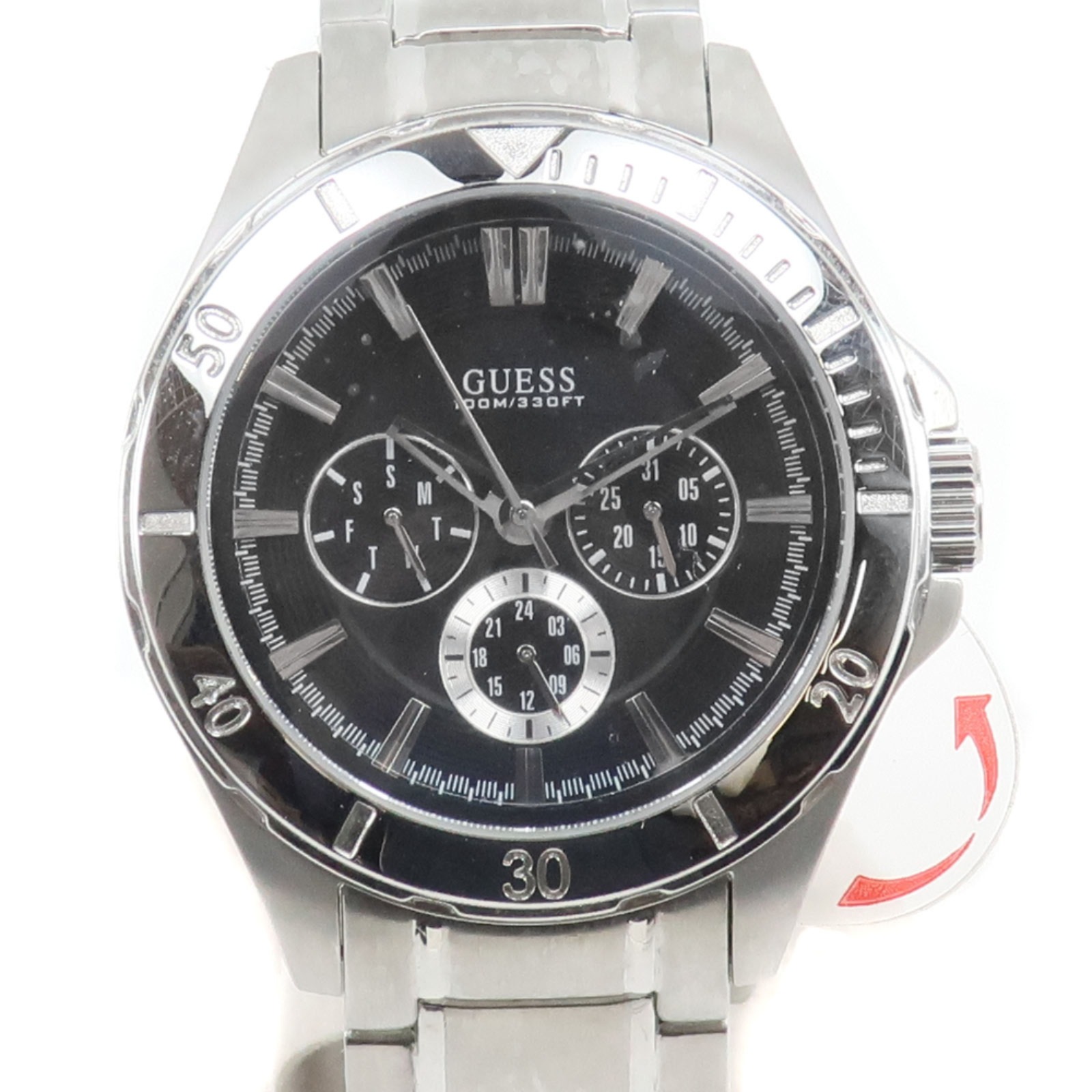 W0361G1 腕時計 ステンレススチール シルバー クオーツ クロノグラフ メンズ 黒文字盤 中古品 SAランク