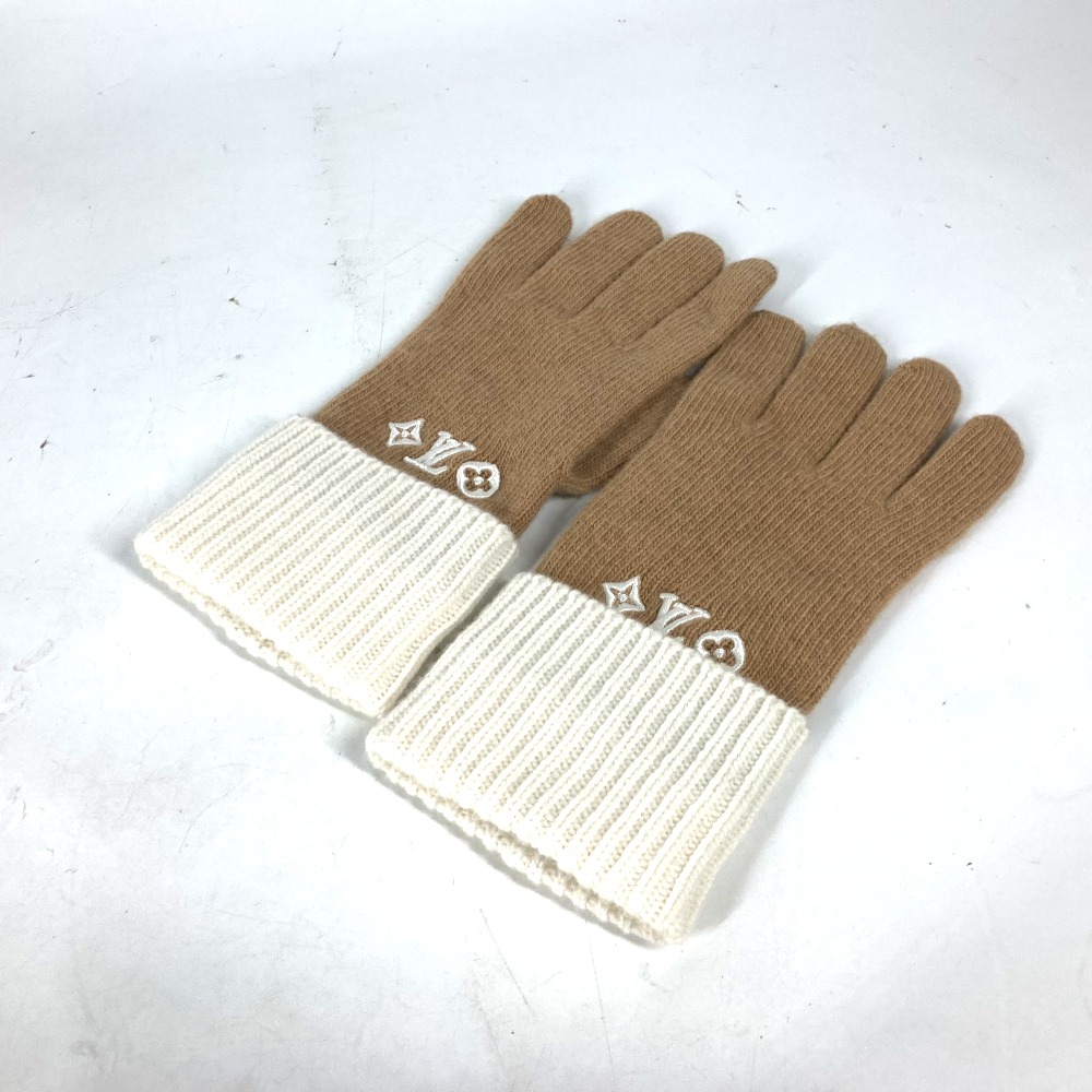 手袋 M77930 グローブ・LVヘッドライン バイカラー グローブ ウール キャメル ベージュ 29,304円