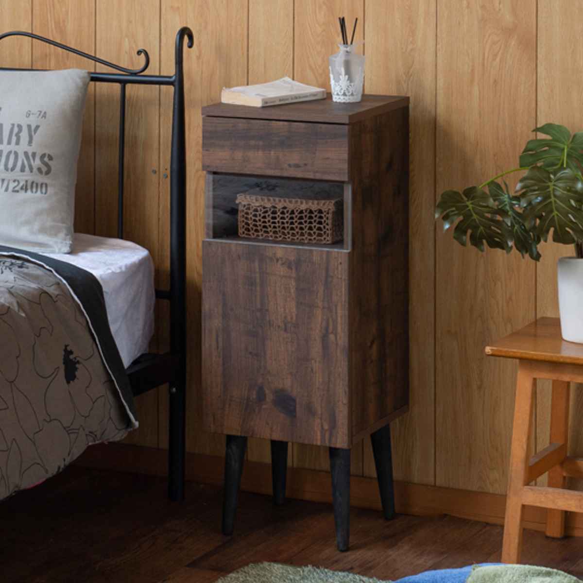 ルーター収納 FAX台 ヴィンテージ調 Arizona 幅30.5cm