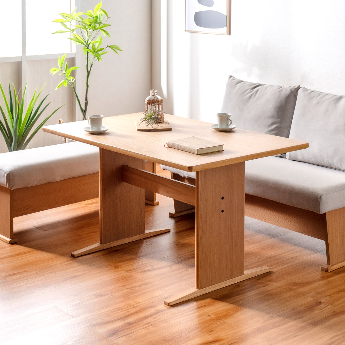 ダイニングテーブル 幅120cm T字脚 テーブル 食卓テーブル 天然木 木製 コンパクト ダイニング 奥行75cm 2人用 4人用 食卓 おしゃれ 省スペース ナチュラル 木製テーブル
