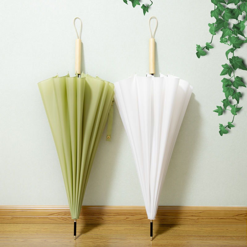 16本骨シンプル長柄傘 フォレスト風大型サイズ 厚手 晴雨兼用 男女兼用 学生用