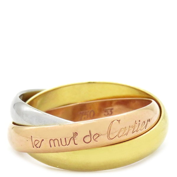 カルティエ Cartier リング 指輪 トリニティ クラシック K18WG K18YG K18PG ホワイトゴールドXイエローゴールドXピンクゴールド #53(JP13) 3連 3カラー 13号【中