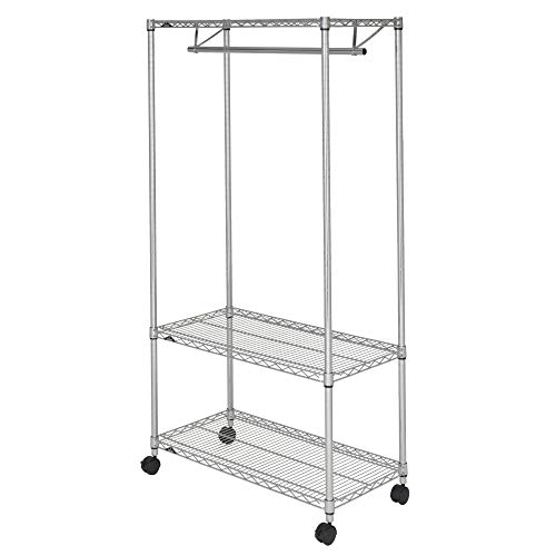 色：ハンガーラック サイズ：幅90cm [ドウシシャ]ルミナス ワードローブ 棚板付き 耐荷重250