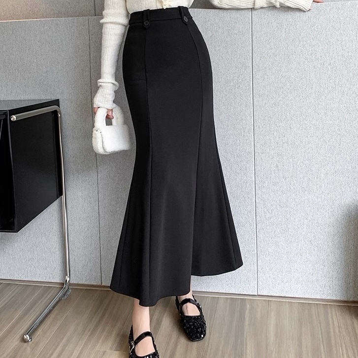 スカート ボトムス ロング ロング丈 スリム ペプラム マーメイド 大人可愛い きれいめ シンプル 大人 上品 おしゃれ 大人女子 こなれ感 無地 春 夏 秋 冬 オールシーズン シーズンレス