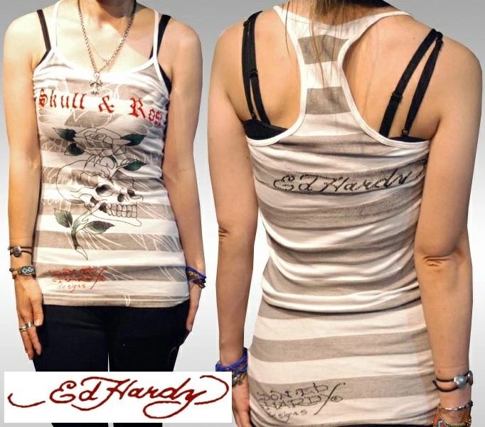 セール エドハーディー レディース タンクトップ 200種類の品揃え Ed Hardy SKULL&ROSE スカル ローズ キャミソール Tシャツ エドハーディー 正規品 LAセレブ ファ