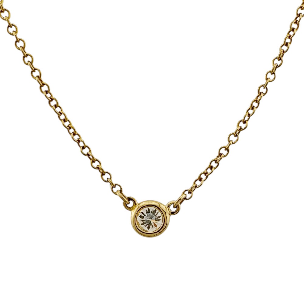 ティファニー バイザヤード 約0.08ct ネックレス 18金 K18イエローゴールド ダイヤモンド TIFFANY&Co. 中古 美品