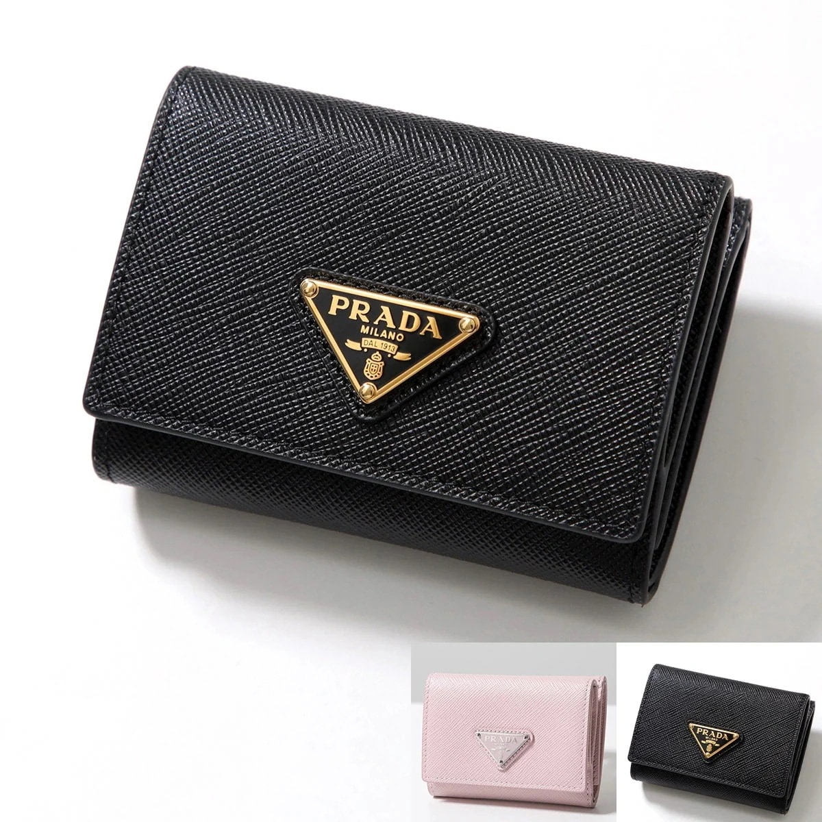 PRADA プラダ 三つ折り財布 1MH042 QHH レディース サフィアーノ レザー トライアングルロゴ ミニ財布 カラー2色 1MH042_QHH_F0002 59,968円