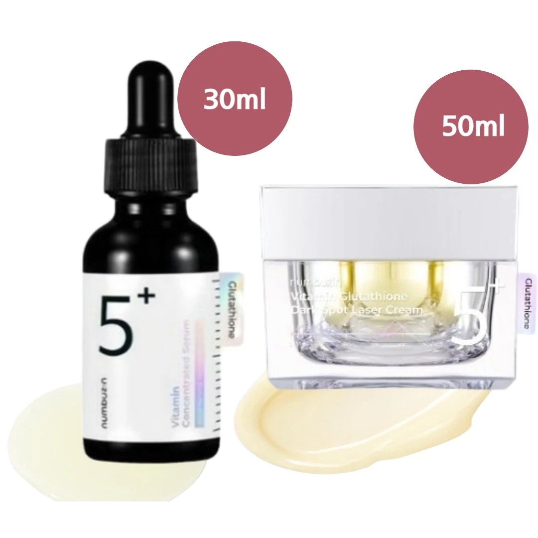 【正規品/5番2種セット】白玉点滴グルタチオンＣ美容液 30ml+トーニング レーザークリーム 50ml/高濃縮ビタ水液/ 顔色ケア/ お肌の疲労回復/ 鎮静/ ブライトニング/ 韓国コスメ