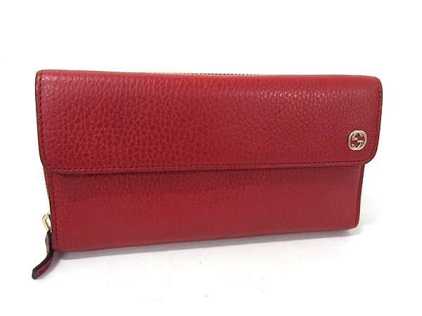 財布 インターロッキングG レザー 449397 ラウンドファスナー 三つ折り 長財布 レッド ロングウォレット 小銭入れ サイフ 長サイフ メンズ 人気 ブランド 大容量【本物保証】