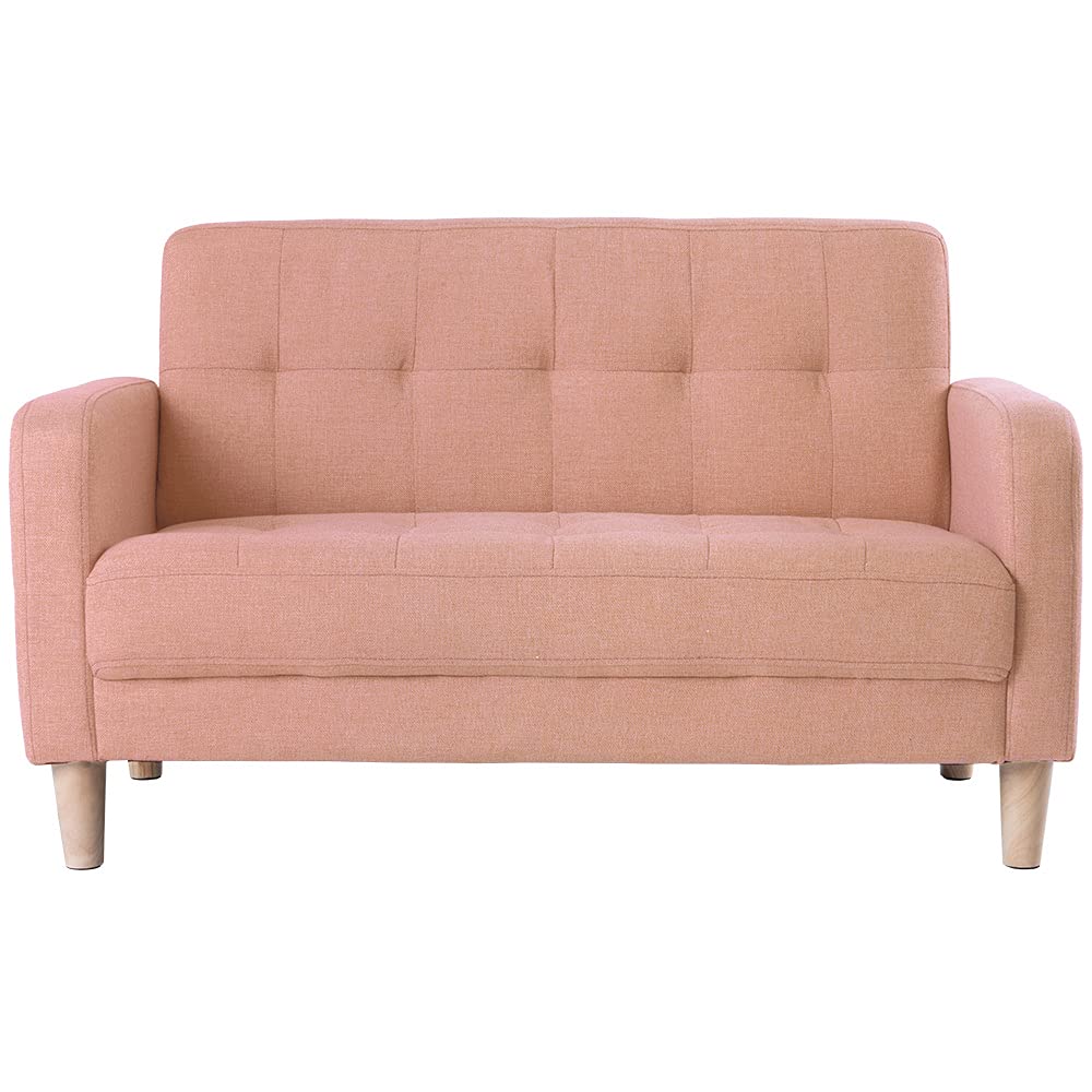 354ソファー 2人掛け 肘付き 天然木脚 幅約110cm 簡単組み立て 2WAY ファブリック おしゃれ 新生活 北欧スタイル ソファベッド【ピンク】 8,880円