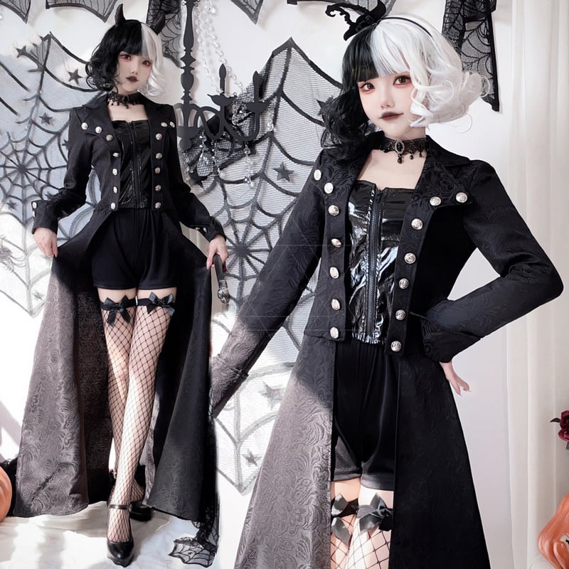 （3点セット）ハロウィン 暗黒系 コスプレ 魔女 仮装 学園祭 文化祭 制服 S M L XL 2XL セット