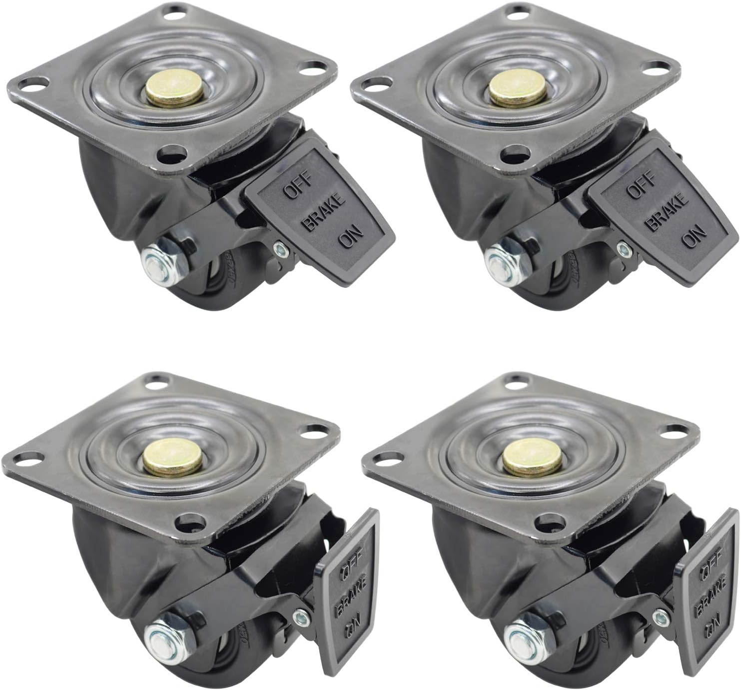 2.5寸重荷重用型の黒いナイロンのキャスター 輪直径Φ65mm ブレーキ付キャスター 4個セット