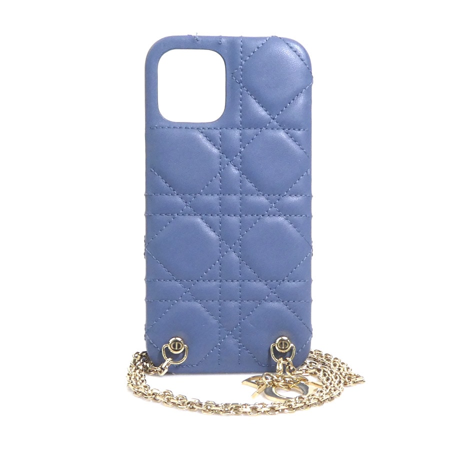 クリスチャンディオール Christian Dior スマートフォンケース iPhone 12 Pro Maxケース ラムスキン ブルーグレー レディース h31400g