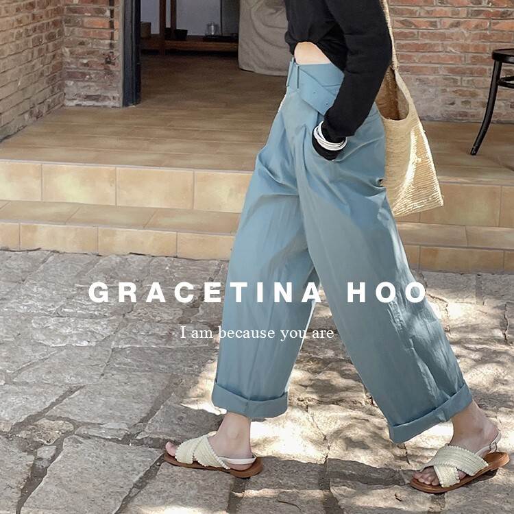 クロップドパンツ 軽量 コットン ベルト付き ハイウエスト ロールアップ ポケット 大人 きれいめ