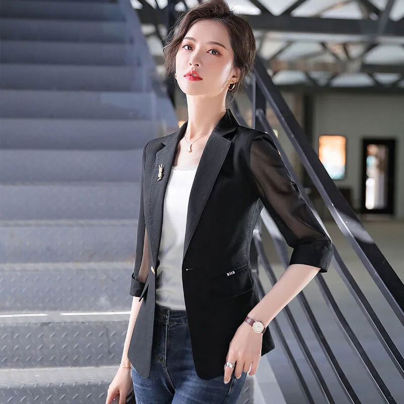 スーツジャケット カジュアルジャケット 長袖シースルージャケット カジュアルスーツジャケット トップス アウター ジャケット 上着 白トップス 長袖 Vネック 襟付き スリム タイト 細身 スマート 4,771円