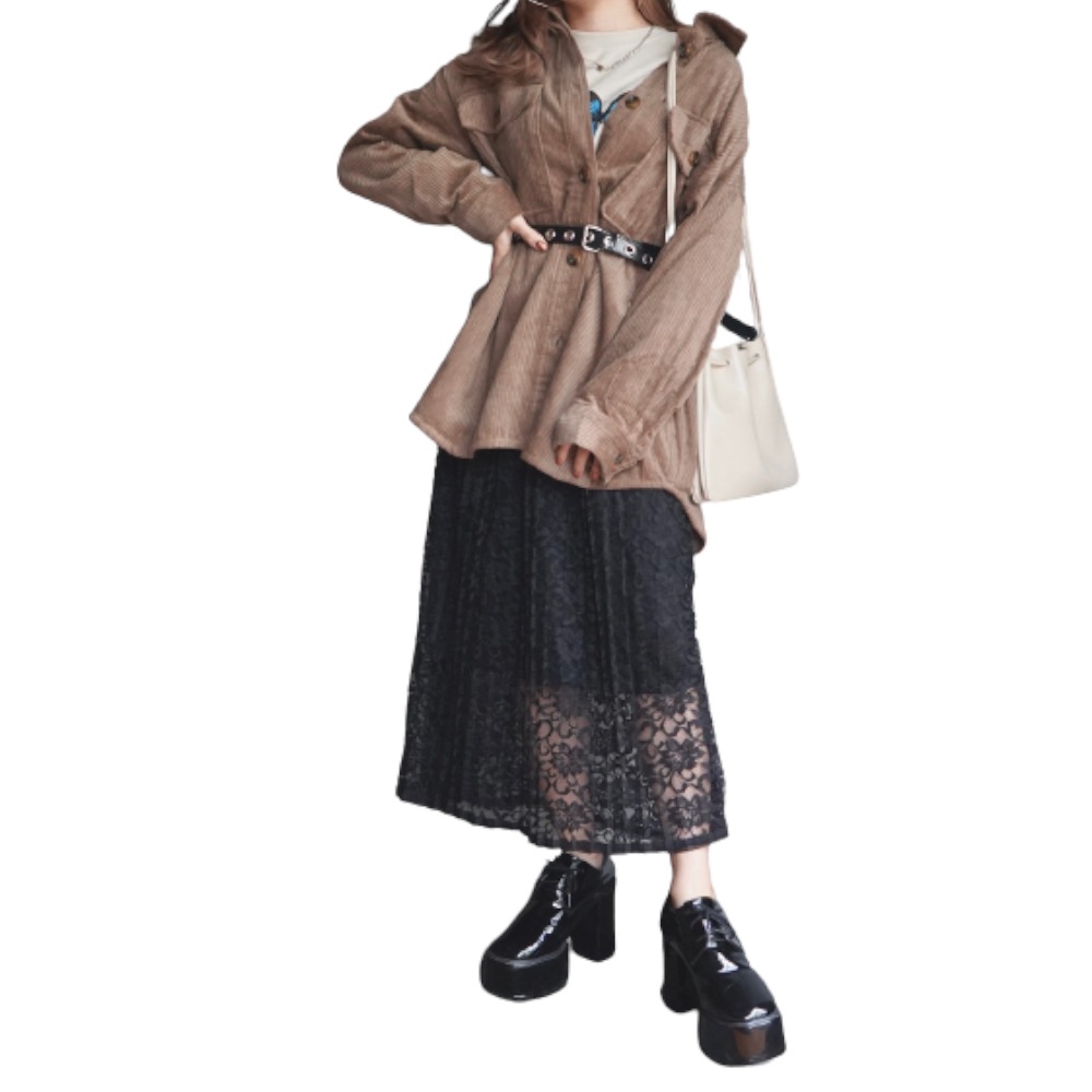 Corduroy Long Shirts Jacket (mocha) A,D,G レディース アウター