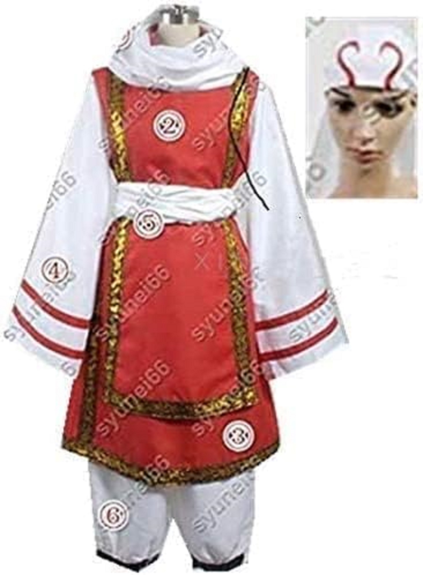 ングダム 羌 きょうかい プリント模様付き コスプレ衣装+マフラー+帽