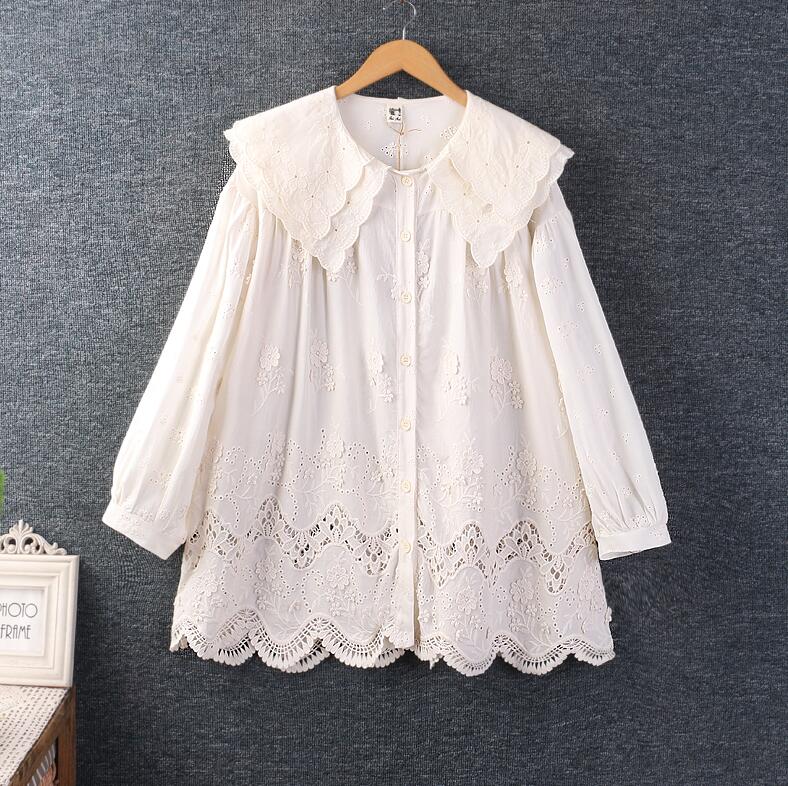 トップス レディースファッション トップス ブラウス トップス レースブラウス レディース ブラウス 長袖 トップス 大人 可愛い 丸襟 トップス ブラウス 森ガール 4,925円