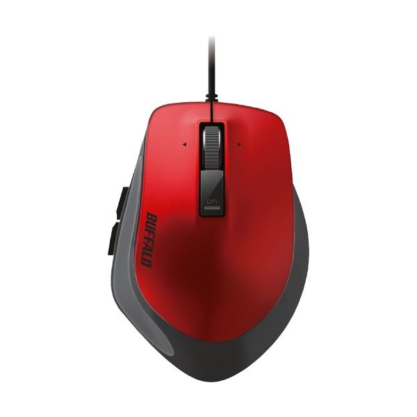 (まとめ) バッファロー 有線 BlueLEDプレミアムフィットマウス Mサイズ レッド BSMBU500MRD 1個 10セット