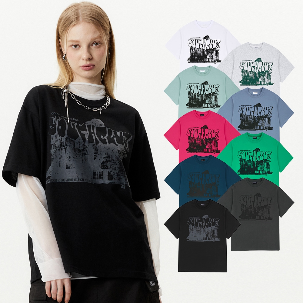 [ステッカーセット贈呈]ユースクラブ グラフィック オーバーフィット Tシャツ - 9カラー