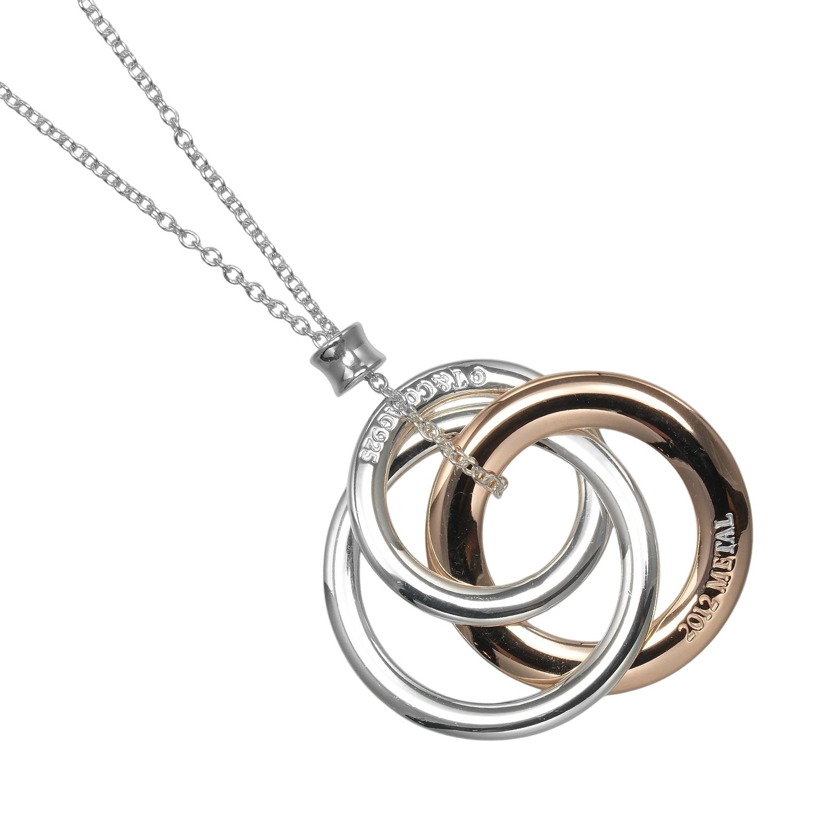 1837インターロッキング サークル ネックレス シルバー925 ルベドメタル 約5.2g レディース 中古品 Aランク