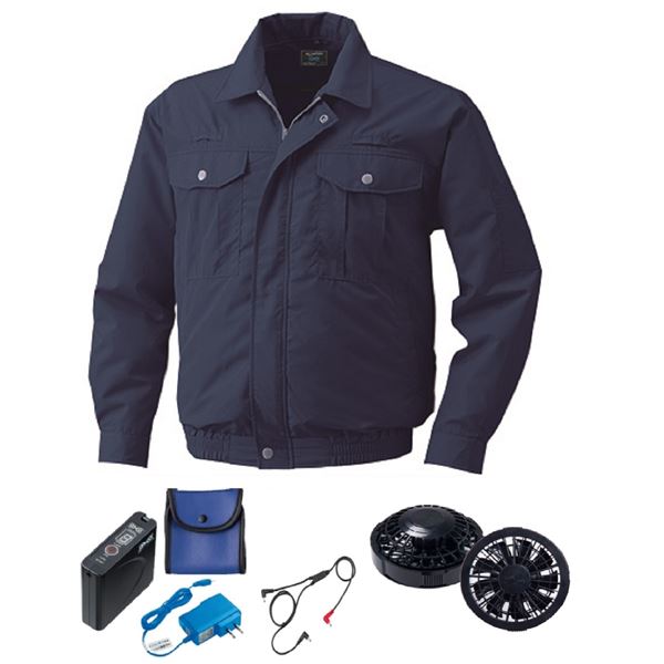 KU9054F 空調服 ポリ製 フルハーネス対応 FAN2200B/LISUPER1 紺色 5L