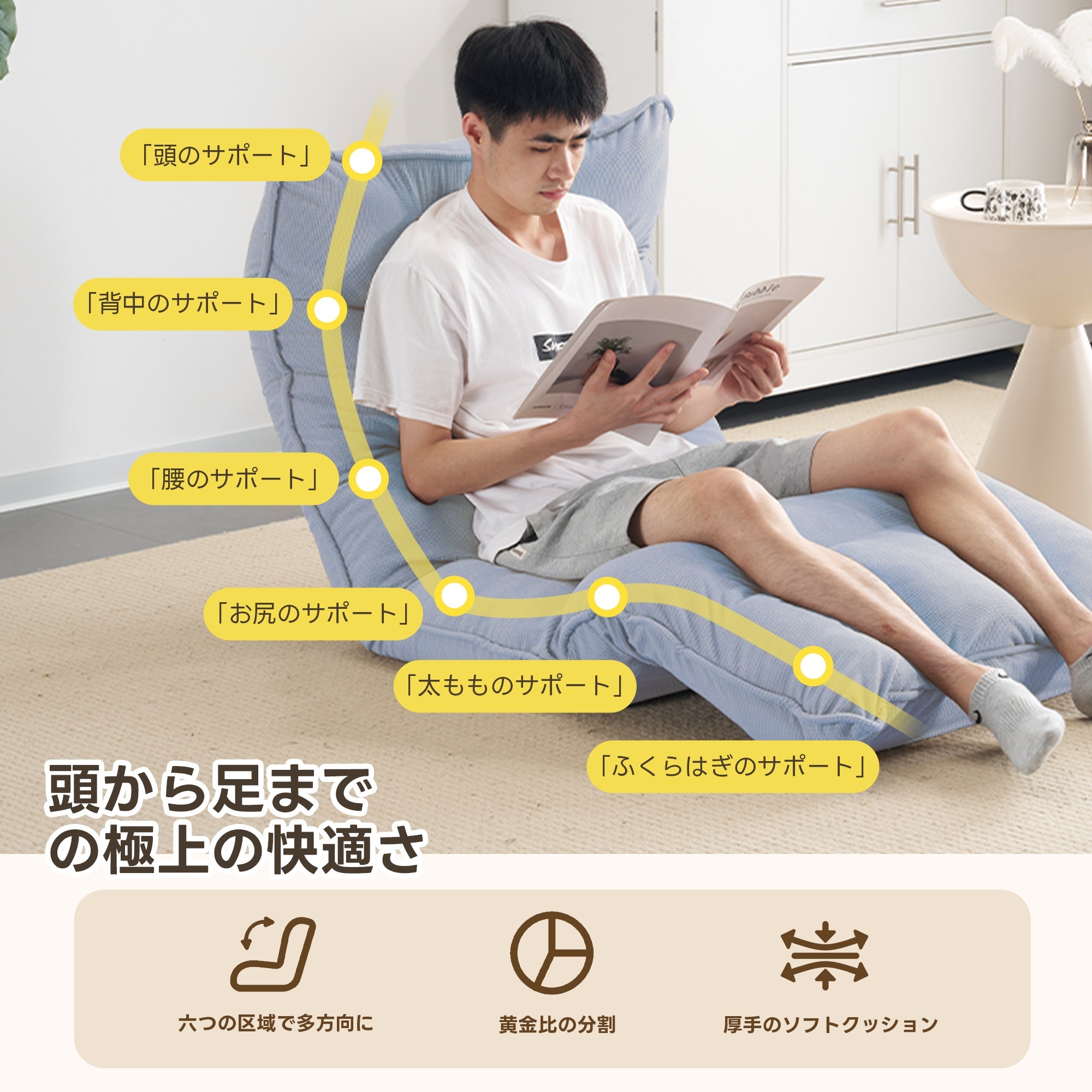 【迅速な出荷/2238】ソファーベッド ソファベッド ローソファー 1人掛け マルチに使える 幅75cm 18段階リクライニング 座椅子 1人掛け ソファ 折りたたみ 折り畳み コンパクト 折りたたみ