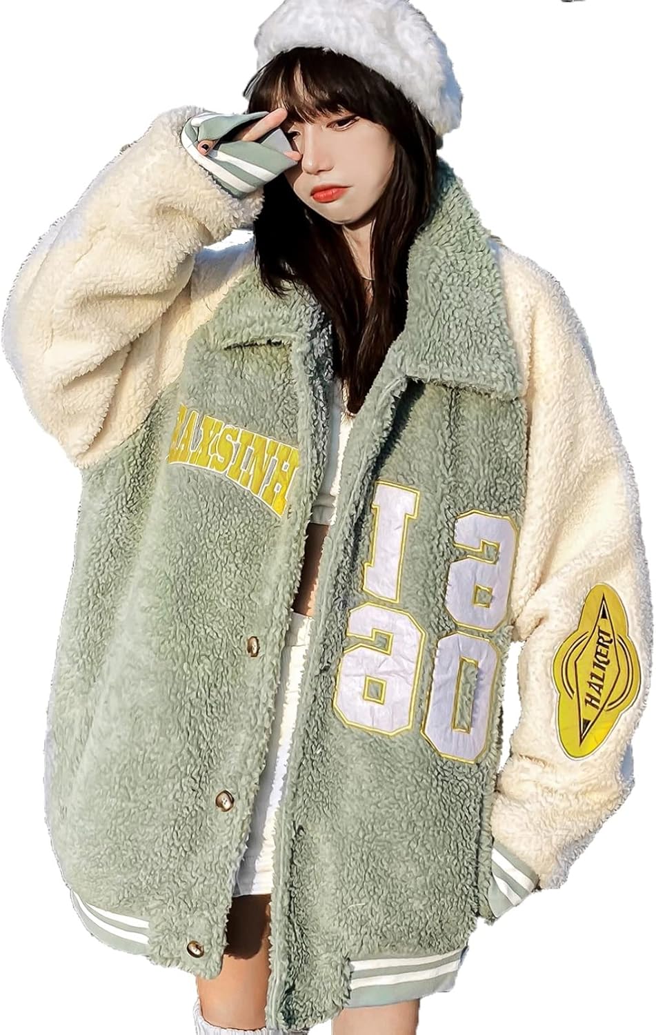 ボアジャケット ウインドブレーカー ジャンパー コート レディース メンズ ペア服 秋冬 厚手 保温 レトロ 野球 中綿コート アウター スウェット 折り襟 ボタン 防寒 ヒップポップ 恋人 12,822円