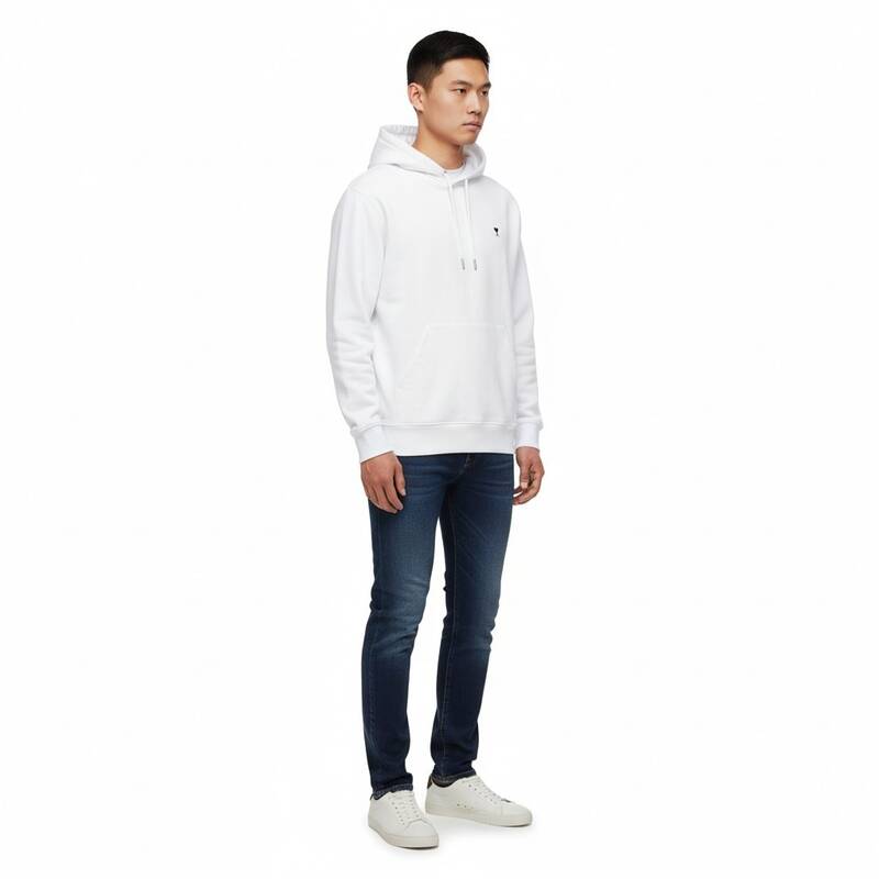 アミ・ハート ロゴ フード付きTシャツ ホワイト メンズ HSW764 730 100
