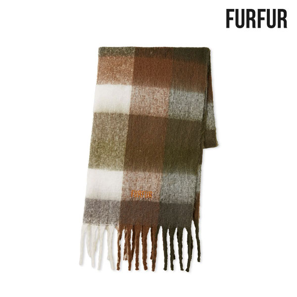 ロゴ刺繍ブロックチェックフリンジストール 4,818円