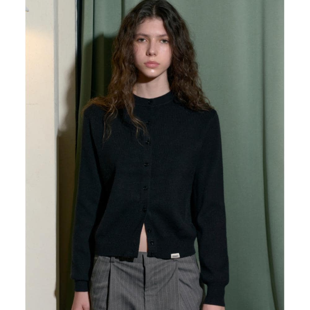 ROCKCAKE Round Hoodie Cardigan Black RC24KN01800