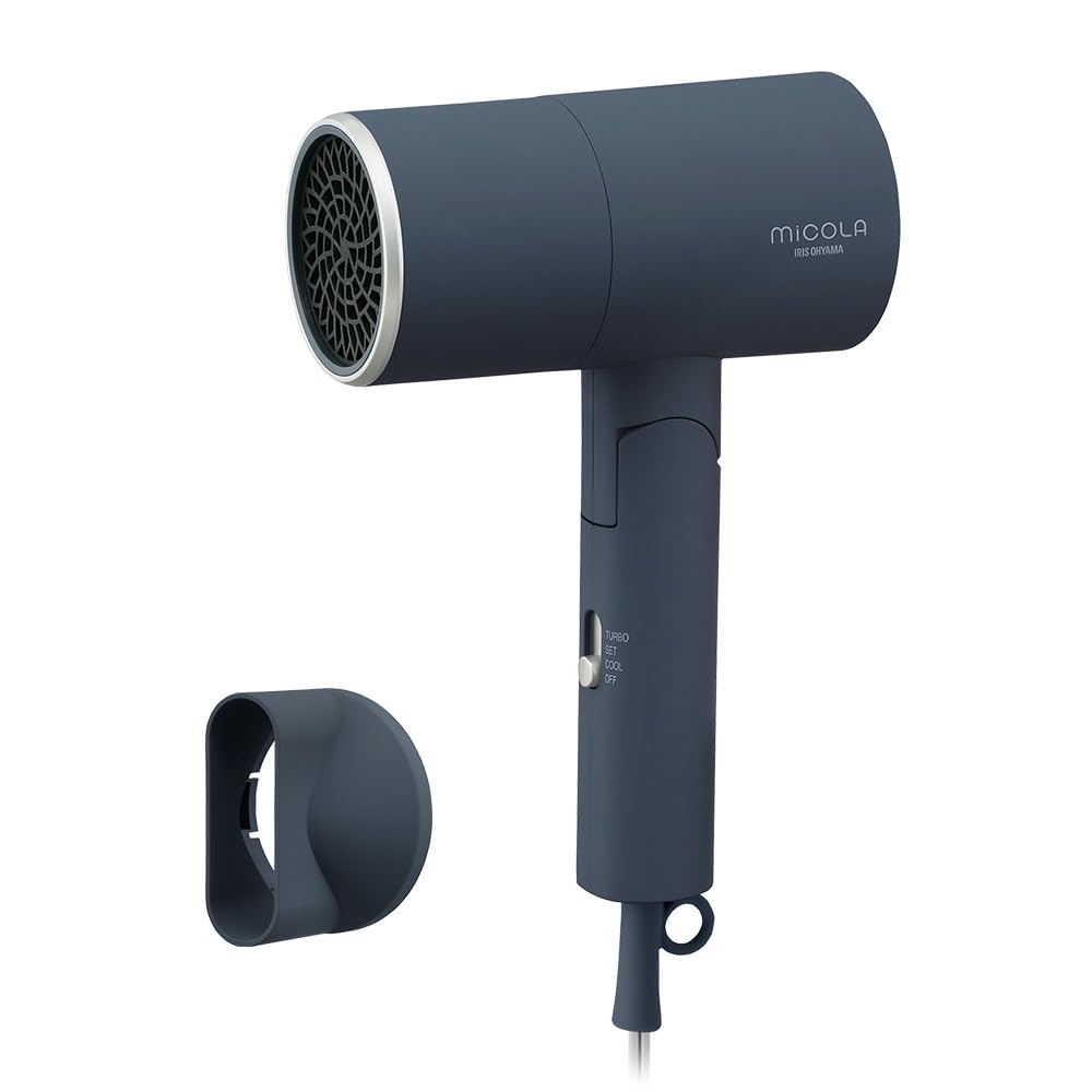 【MiCOLA】アイリスオーヤマ イオンドライヤー 速乾 遠赤外線搭載 マイナスイオン ヘアケア ドライヤー HDR-M202-N ネイビー