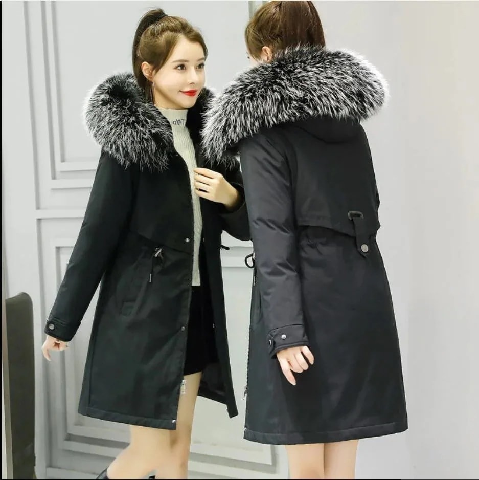 レディース 上質 着 アウター コットン ジャケット フードファー付ダウンココート