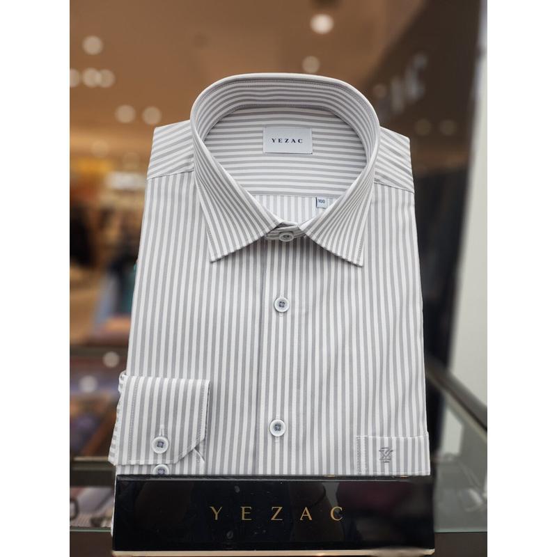 AK平沢店シャツストライプストレッチレギュラーフィットシャツグレーYJESBR120GY